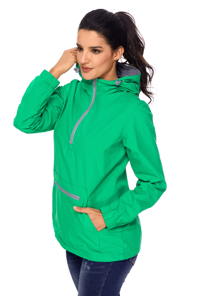 Green Monogrammed Pullover Rain Jacket