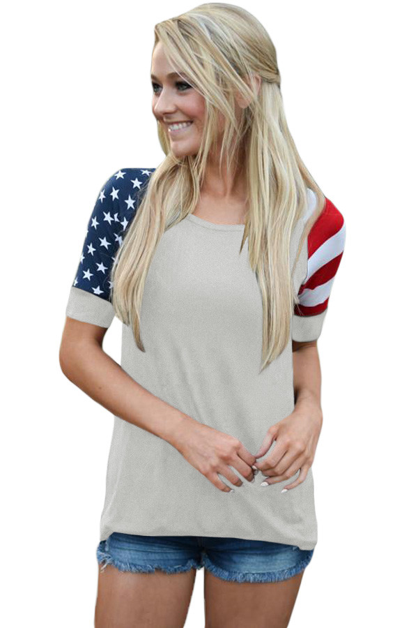 Gray Stars Stripes Short Sleeve Tee