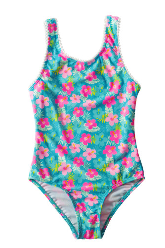 Little Girl’s Flower Print One Piece Swimsuit