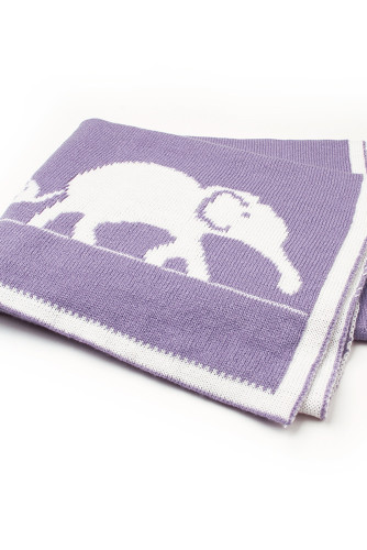 Purple Cute Elephant Pattern Baby Swaddle Blanket