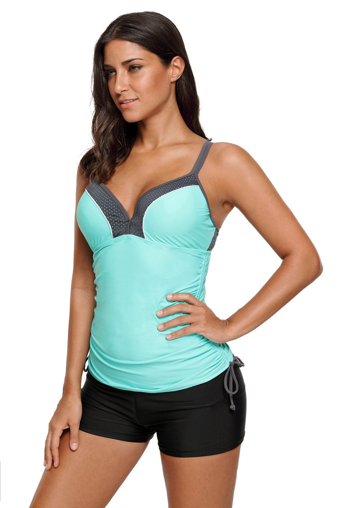 Mint Bralette Tankini Top with Shorts Swimsuit