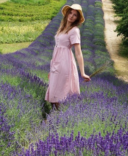 Pink Stylish Button Front Midi Dress with Pockets