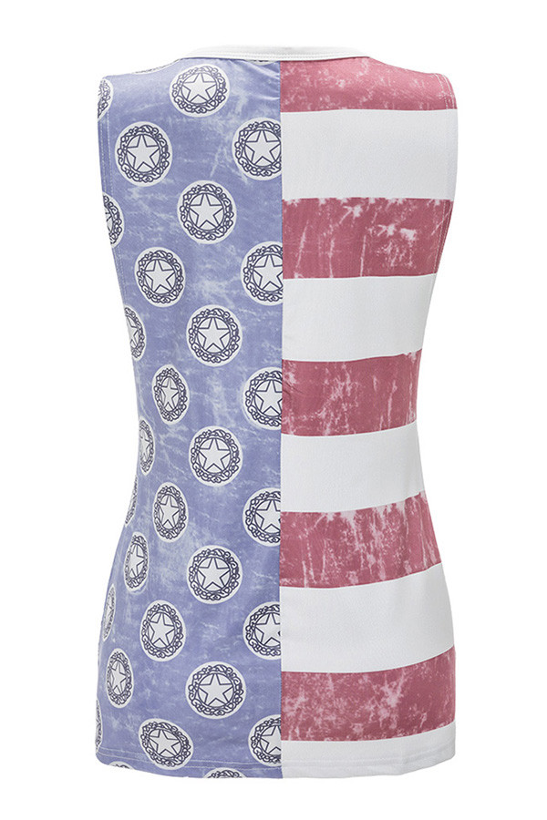 Trendy Flag Pattern Patchwork Casual Tank Top