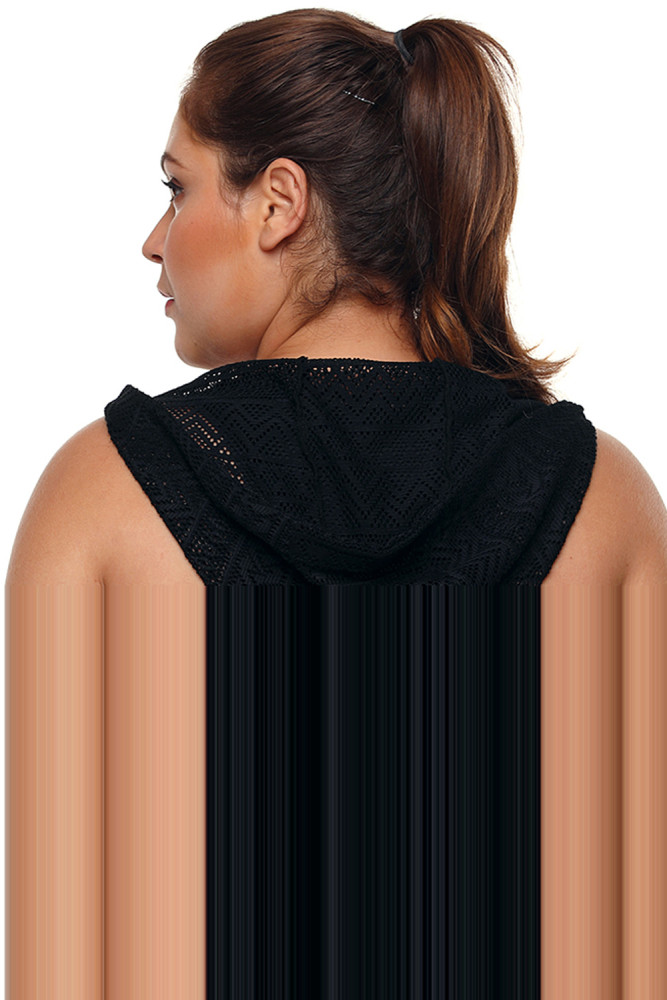 Black Lace Hooded Racerback Sports Bra