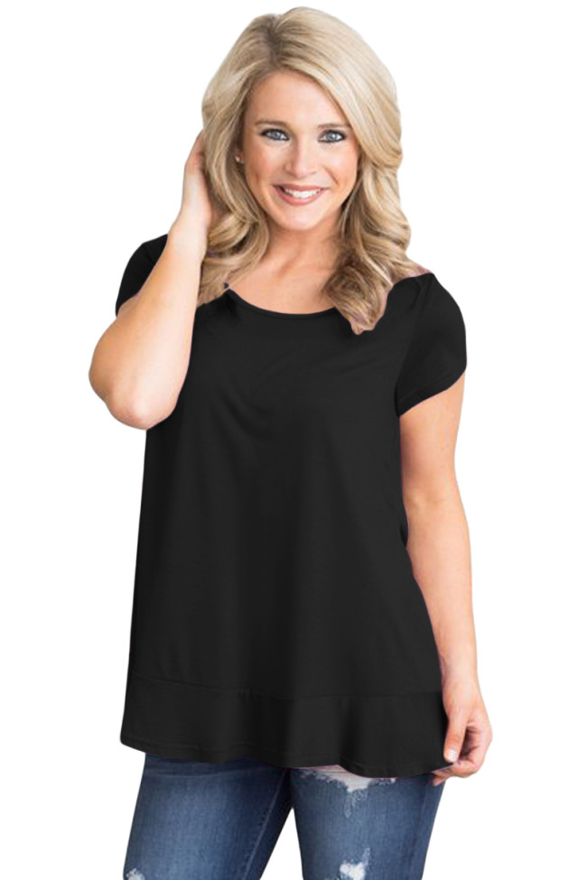 Black Short Sleeve Top with Lace Back