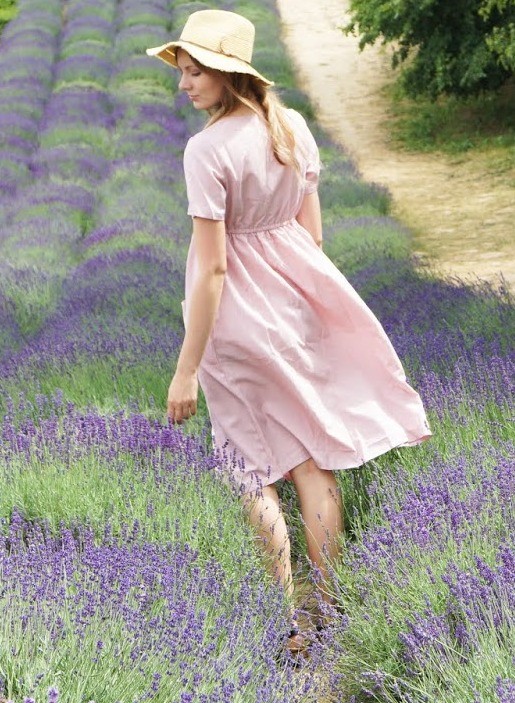 Pink Stylish Button Front Midi Dress with Pockets