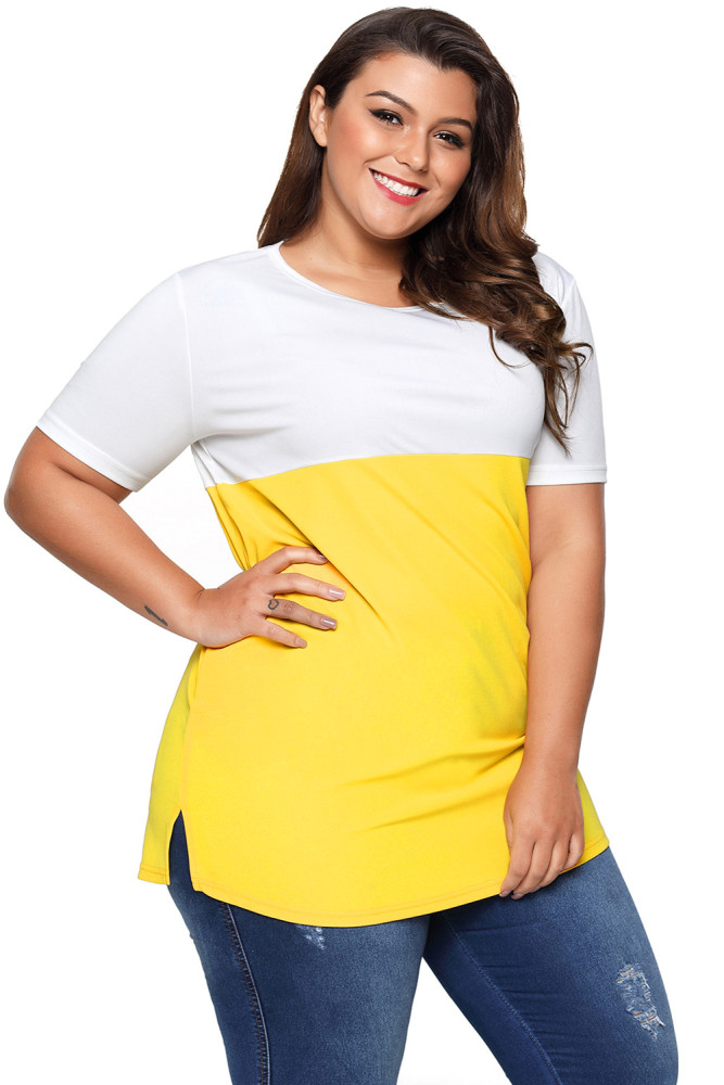 Mustard White Colorblock Pocket Tunic