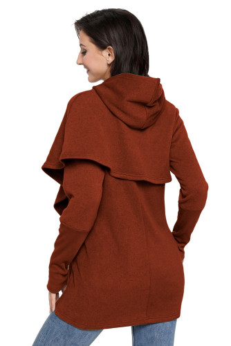 Rusty Tulip Wrap Cape Style Long Sleeve Hoodie