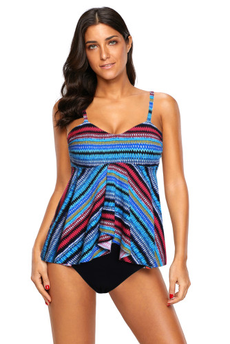 Bandeau Flyaway Top & High Waist Tankini Set