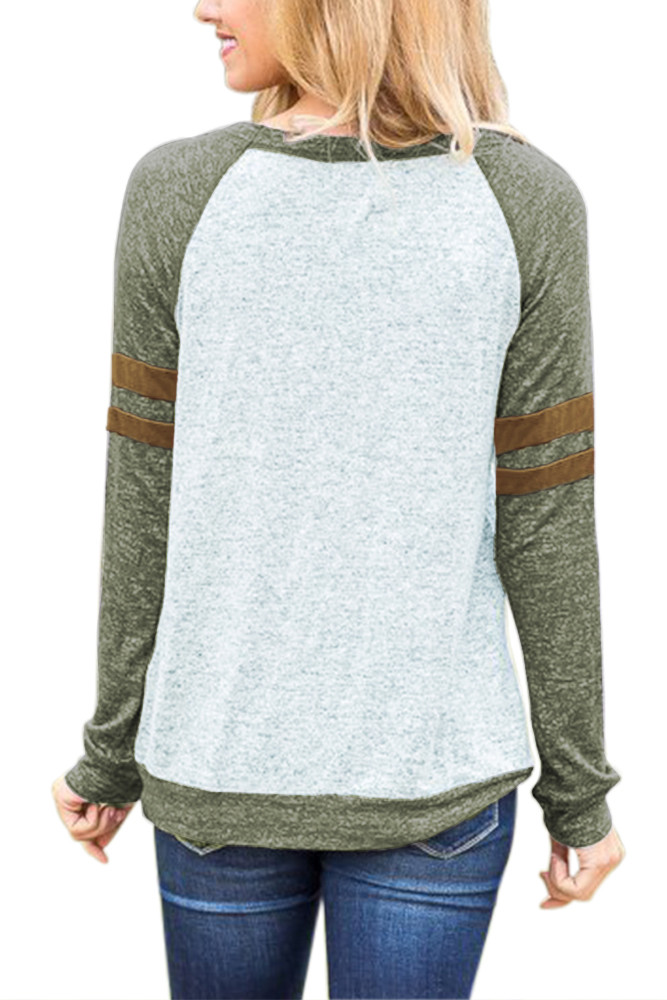 Contrast Stripes Green Sleeves Womens Sweatshirt