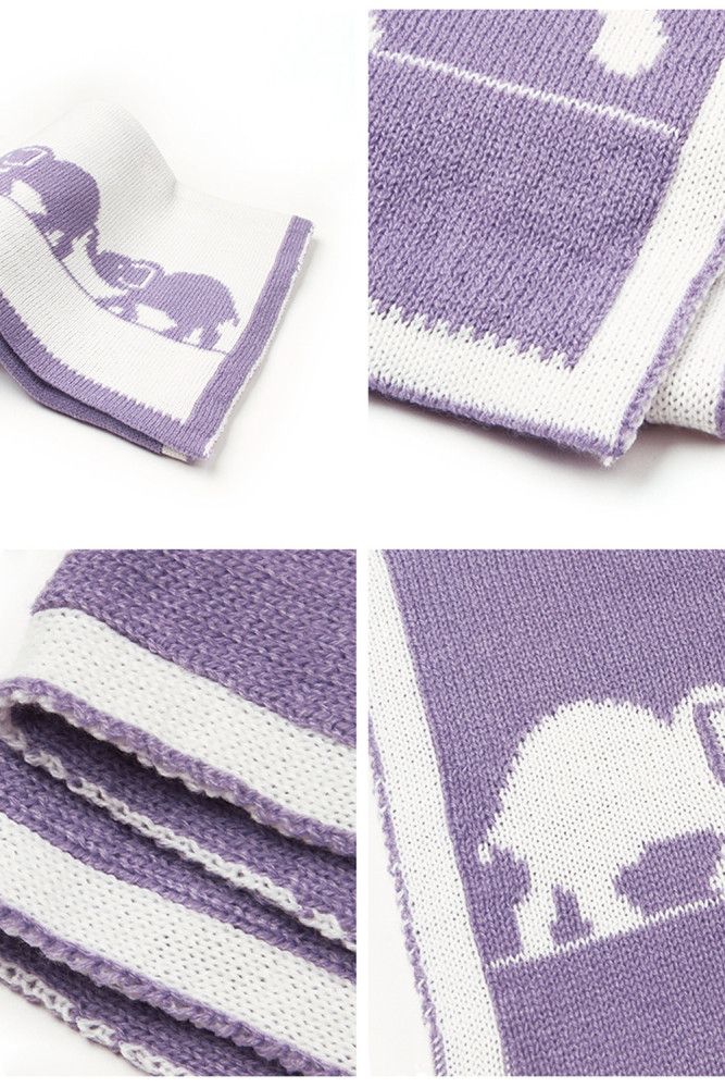 Purple Cute Elephant Pattern Baby Swaddle Blanket