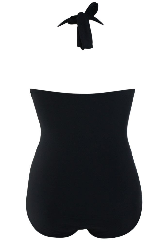 Solid Black Plus Size Non-underwire Maillot