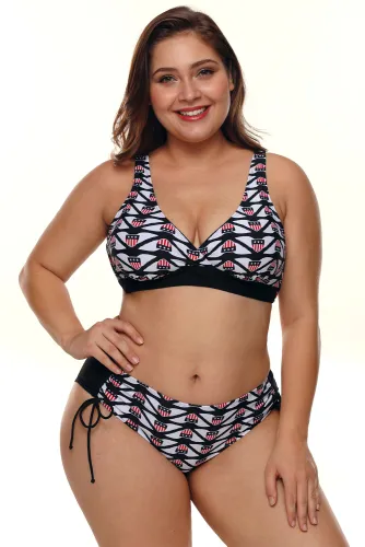 Designful Flag Print Plus Size Bikini Swimsuit
