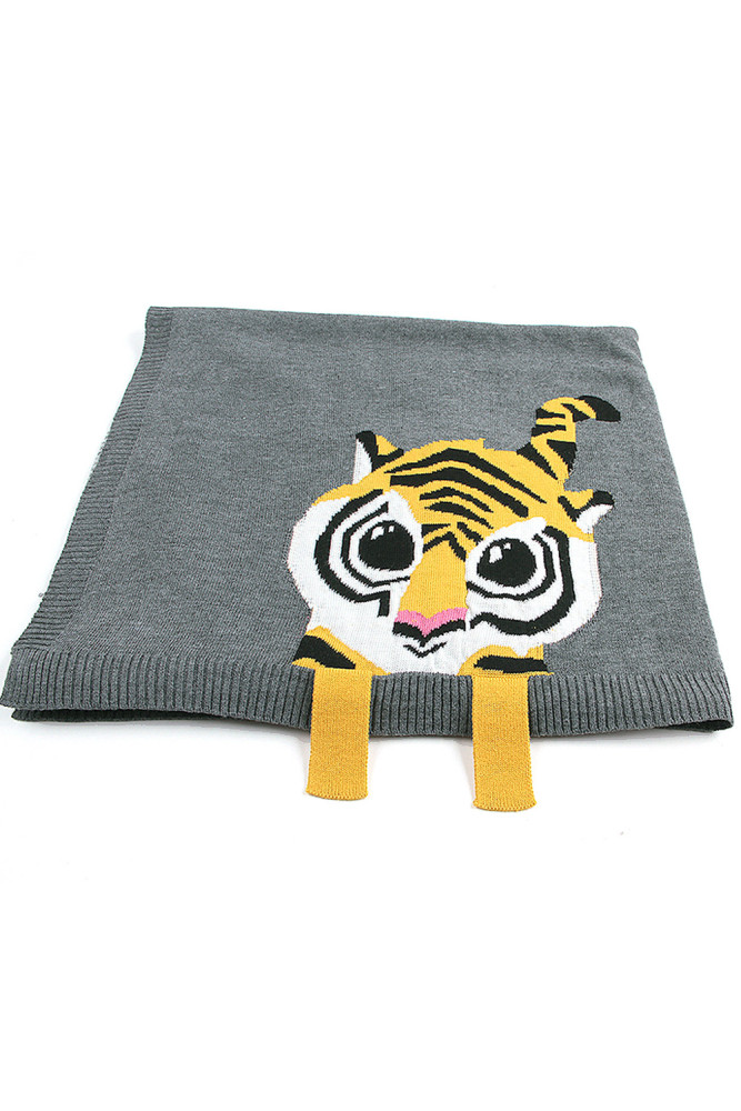 Gray Tiger Baby Receiving Blanket