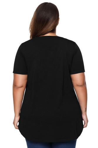 Black Plus Size Pin Tuck Jersey Top