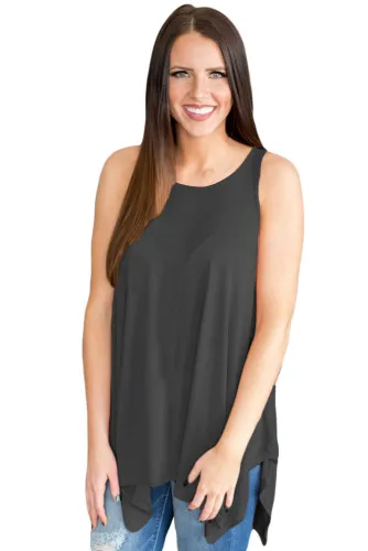 Black Strappy Back Flowy Tank