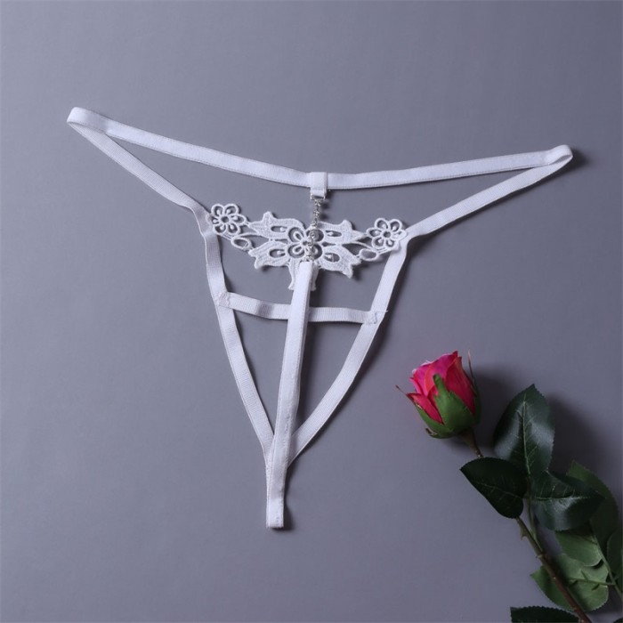White Timeless Elegance Peek-A-Boo Rhinestone G-string