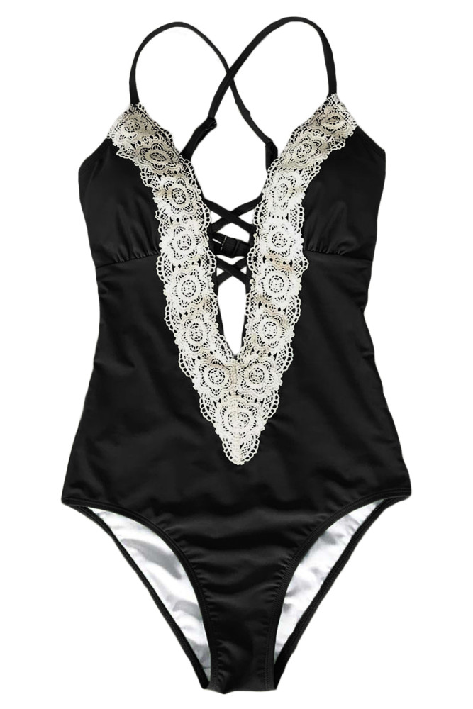 Crochet Deep V Neck Maillot