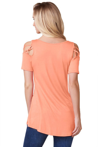 Coral Strappy Cold Shoulder Top