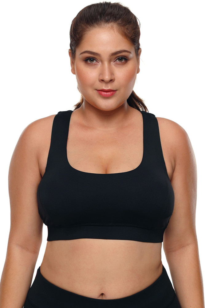 Black Plus Size Racerback U-shaped Neck Sport Bra
