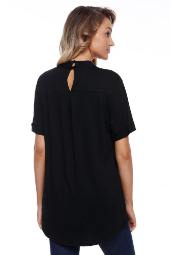 Black Cage Design High Neck Top
