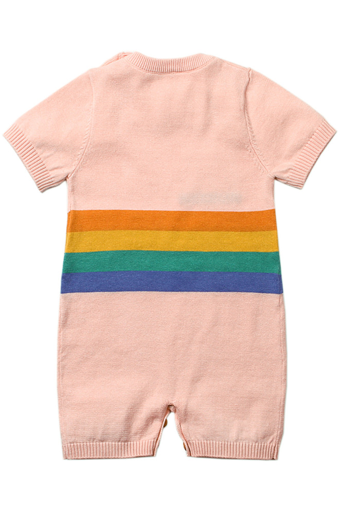 Pink Adorable Shy Sun Pattern Knitted T-shirt Baby Romper