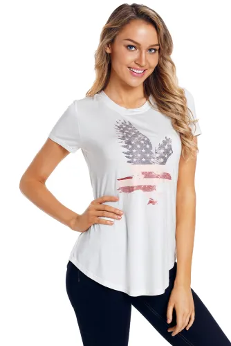 America Flag Eagle White Daily T-shirt