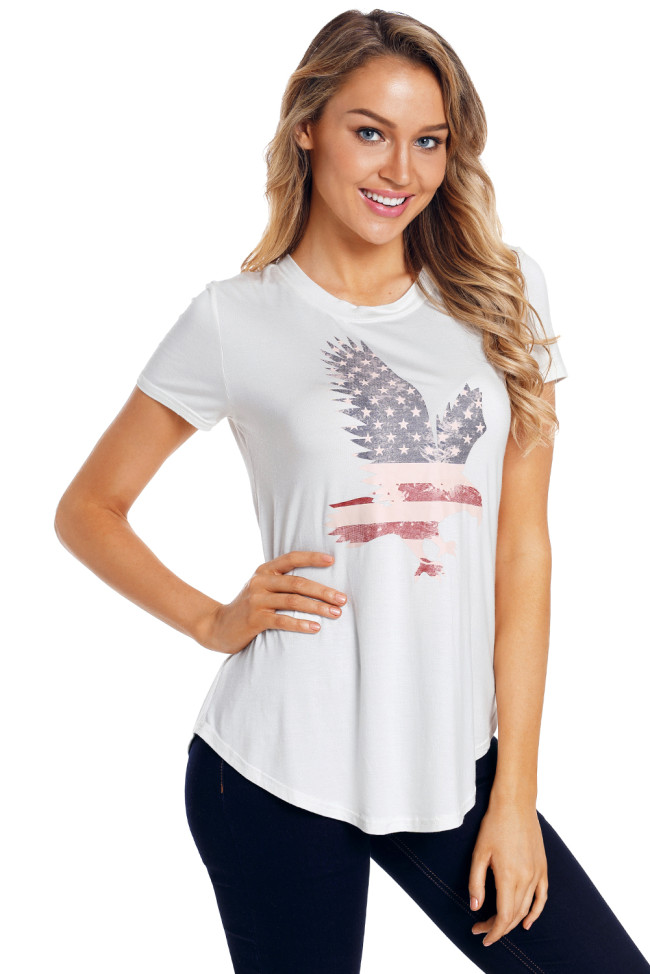 America Flag Eagle White Daily T-shirt