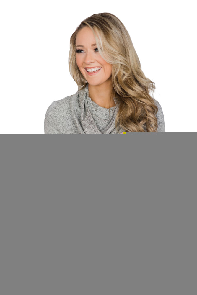 Grey White Colorblock Drawstring Cowl Neck Sweatshirt