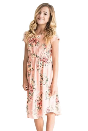 Little Girl Favorite Summer Floral Dress Pink