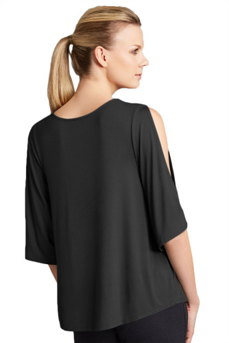 Black Sexy Split Sleeves Sequined Top