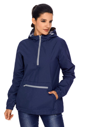 Navy Monogrammed Pullover Rain Jacket