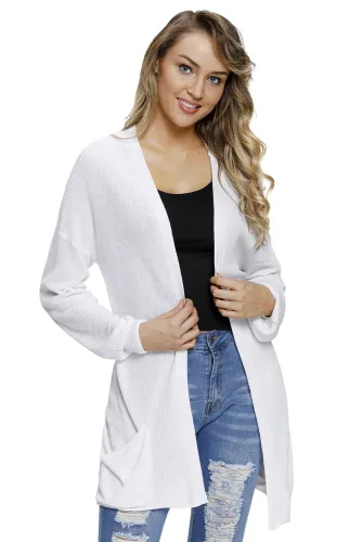 White Lightweight Knit Cardigan with Pockets
