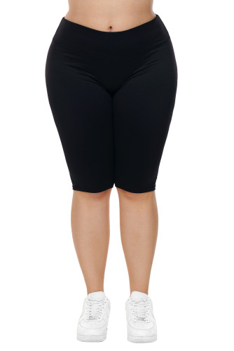 Black Knee Length Plus Size Sports Pants