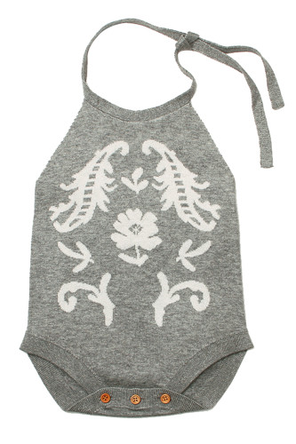 Grey Childish Flower Knit Hater Infant Bodysuit