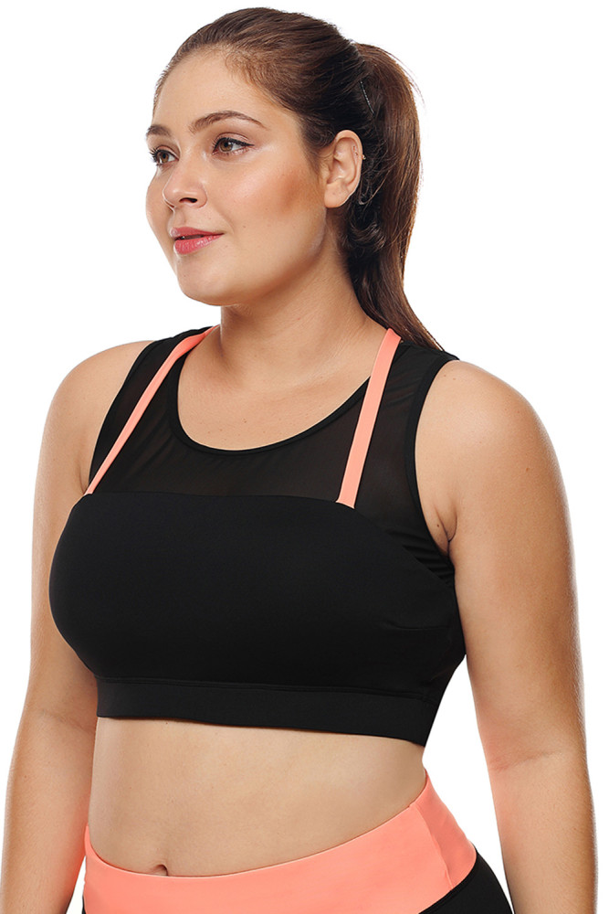 Coral Strap Detail Black Yoga Crop Top