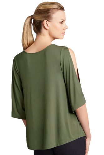Army Green Sexy Split Sleeves Sequined Top