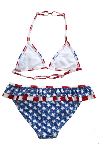 Layered Ruffle Trim American Flag Bathing Suit