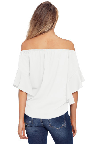 White Off The Shoulder Knot Front Top