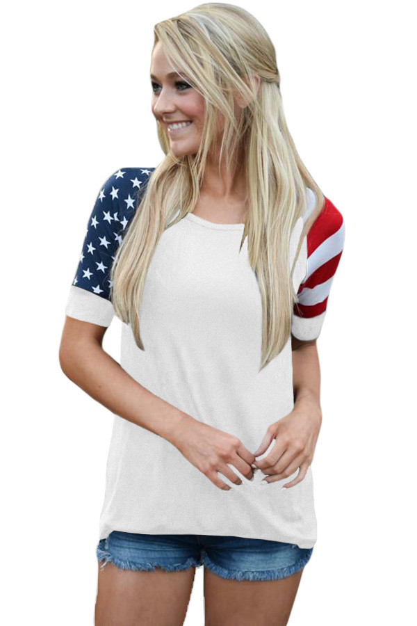 White Stars Stripes Short Sleeve Tee
