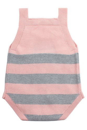 Pink Rainbow Pattern Knit Baby Onesies