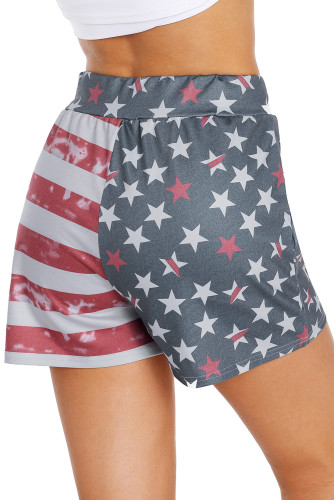 American Flag Print Print Charcoal Casual Shorts