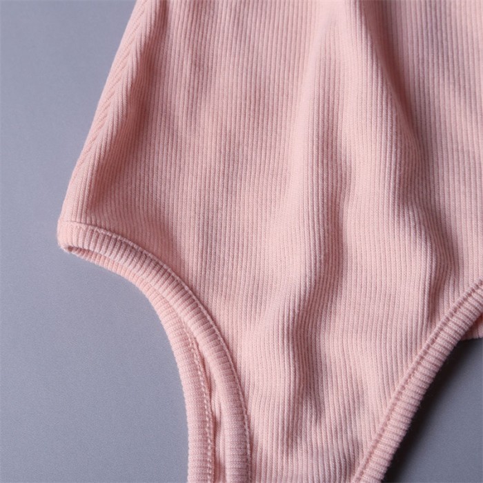 Apricot Ribbed Knit Button Up Tank Bodysuit