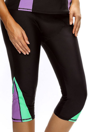 Purple Green Splice Detail Black Wetsuit Capris