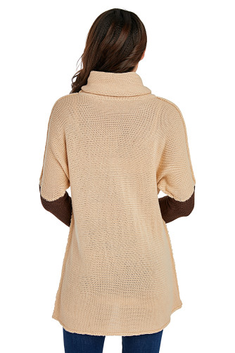 Brown Apricot Individual Cowl Neck Pullover Sweater