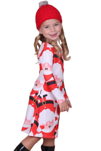 Amiable Santa Claus Printed Girls Christmas Dress