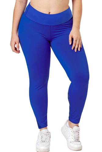 Royal Blue Heathered Splice Plus Size Yoga Pants