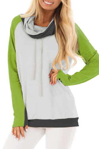Green Thumb Hole Sleeves Color Block Sweatshirt
