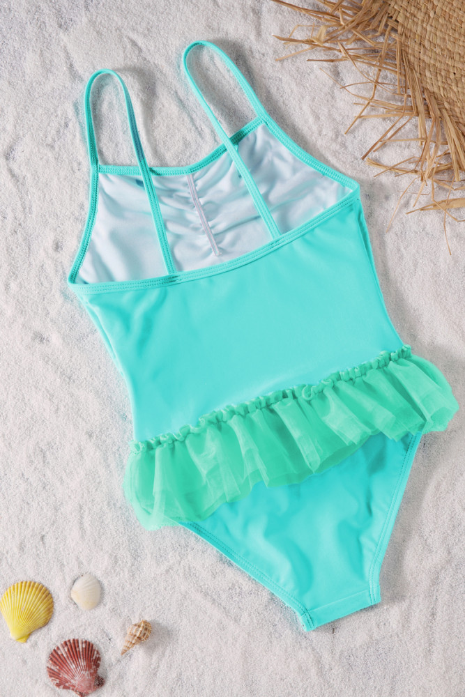 Blue Ruffles One Piece Swimsuit for Girls