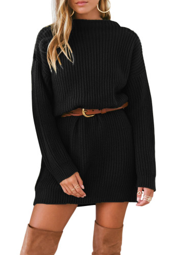 Black Drop Shoulder Pullover Sweater